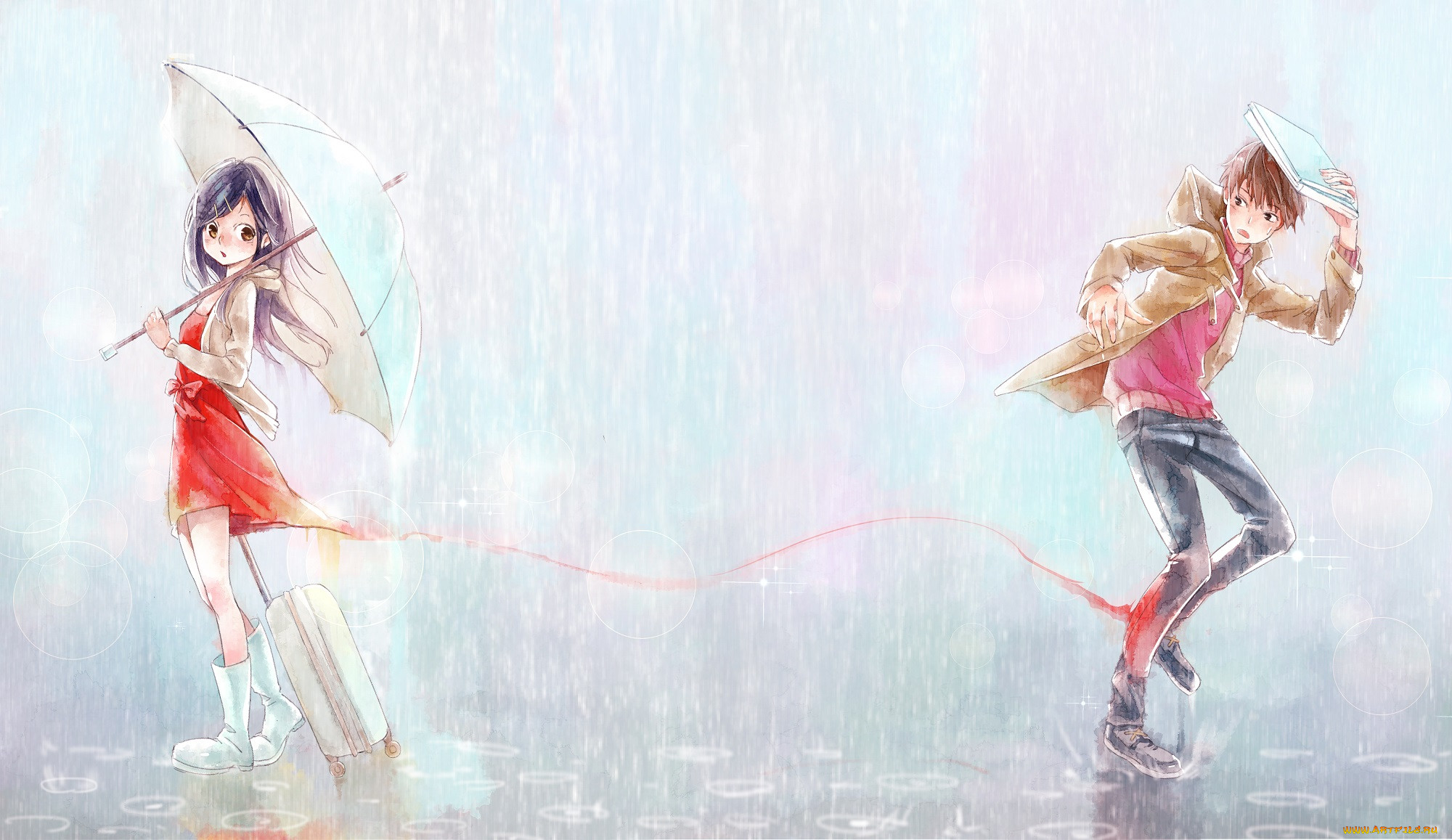 Аниме девушка дождь